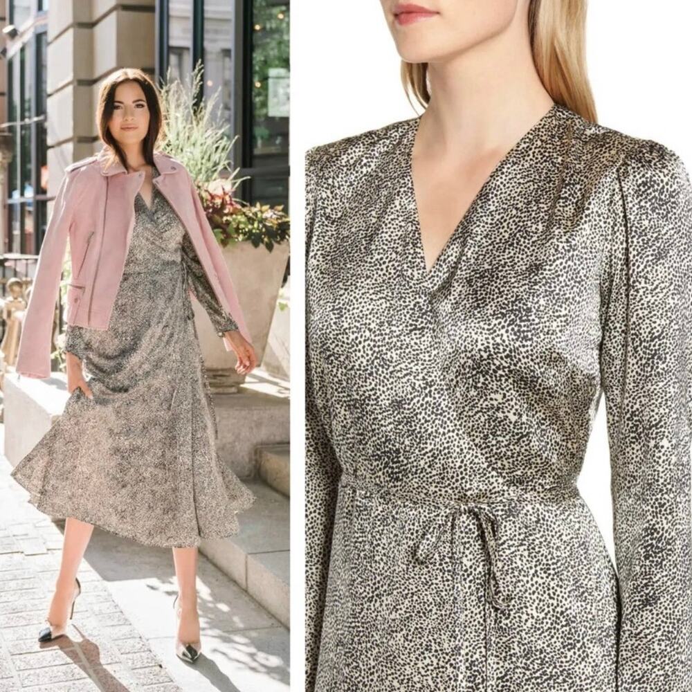 Rachel Parcell Cheetah Print Satin Wrap Dress